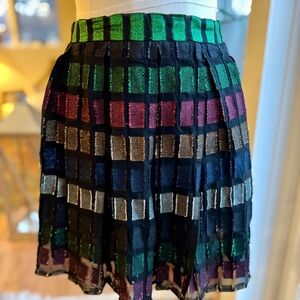 Dodo Bar Or Black and Multicolor Metallic Striped Mini Skirt